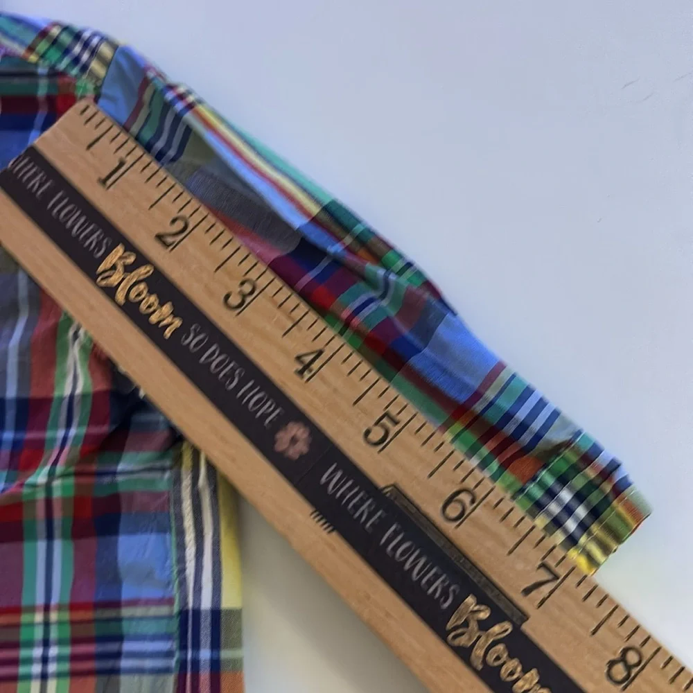 Ralph Lauren Baby Plaid Cotton Poplin Shirt 3M Yellow Blue Plaid Ralph Lauren